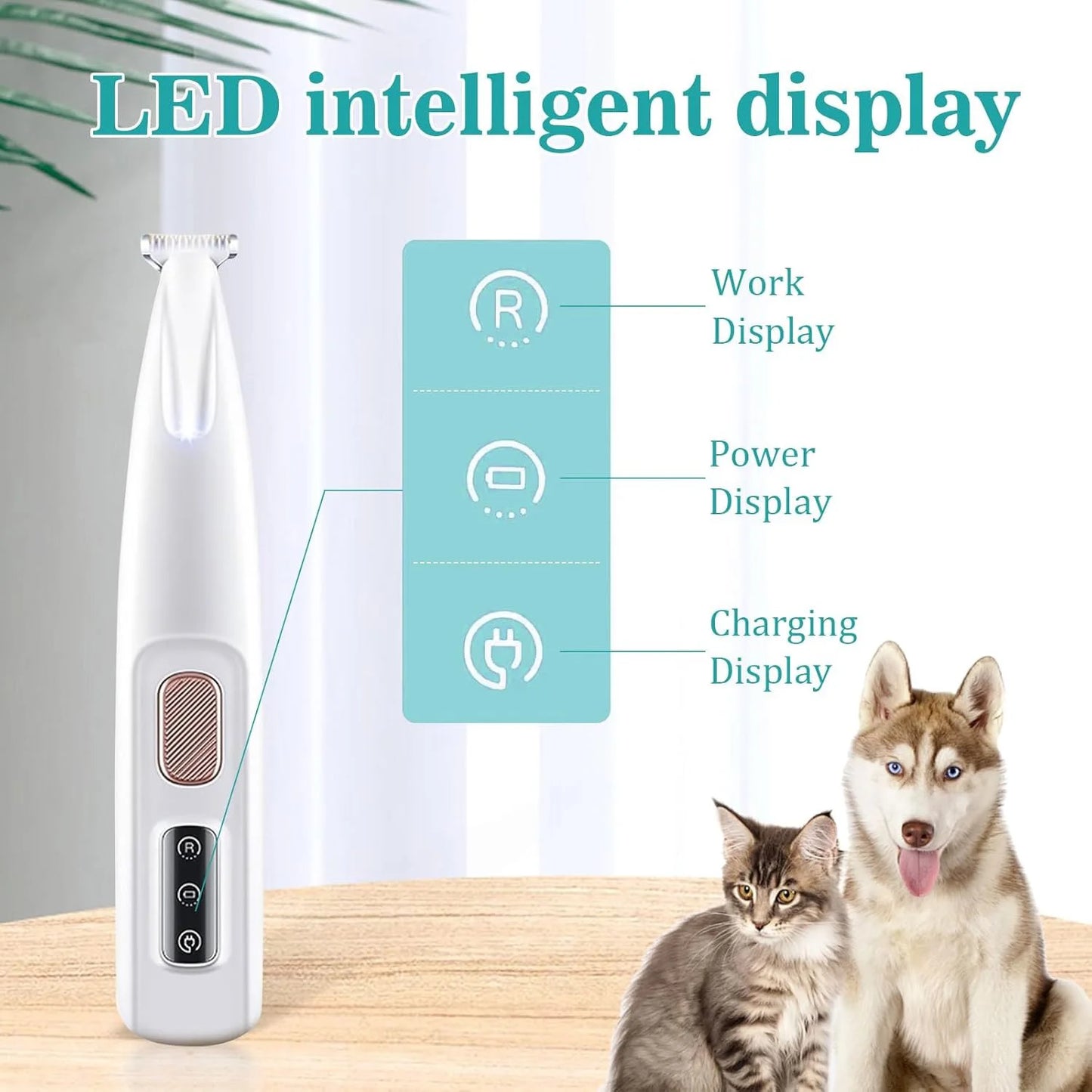 Cat Dog Paw Trimmer With LED Light Low Noise Clippers