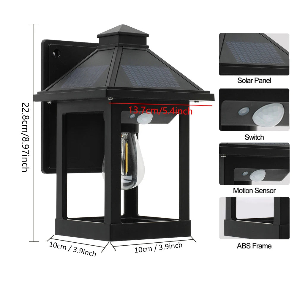 Solar Powered Wall Lanterns With Dusk To Dawn Motion Sensor