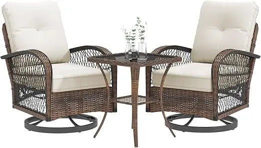 Patio Furniture Set With Swivel Rocker Chairs And Cushions
