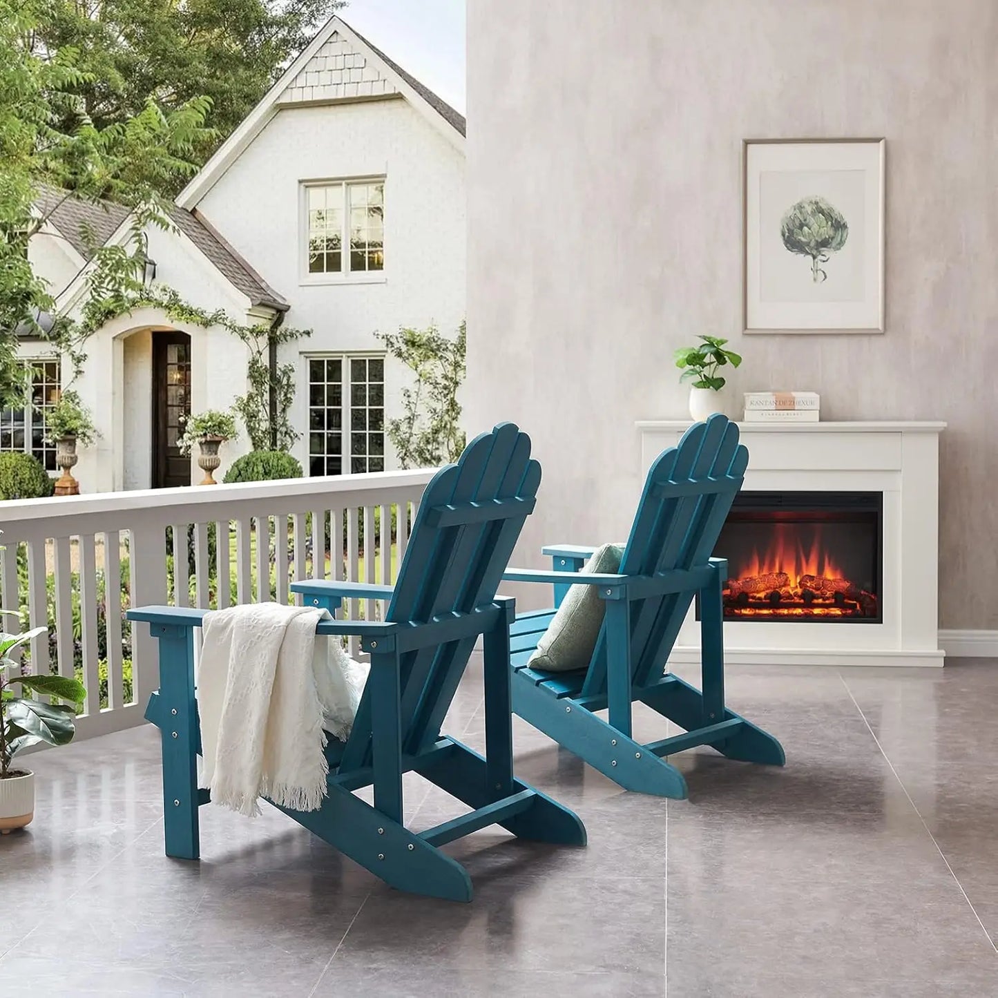 Weather Resistant Adirondack Chair For Outdoor Patio And Yard