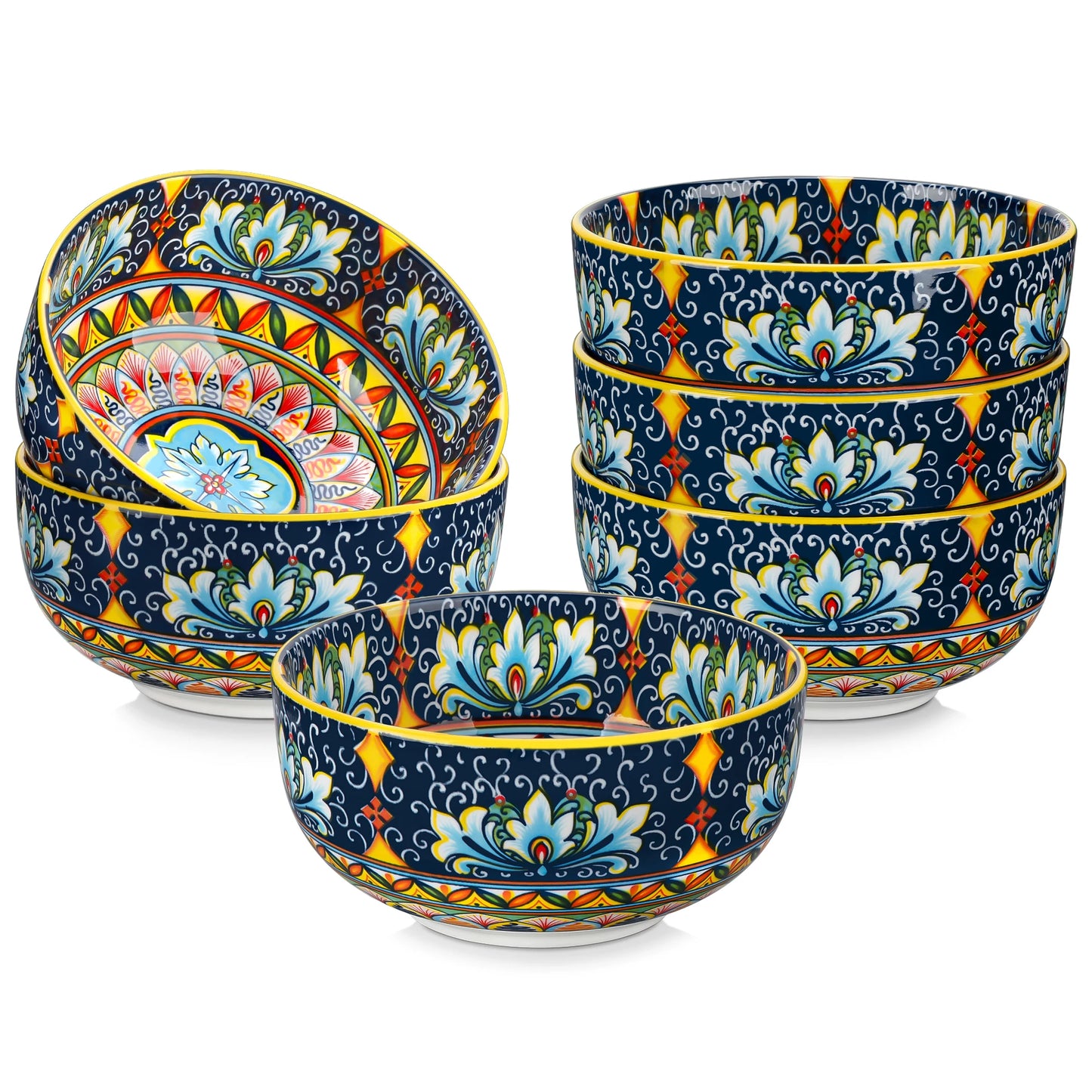 MALACASA Ceramic Cereal Bowls Set For Salad Pasta Oatmeal