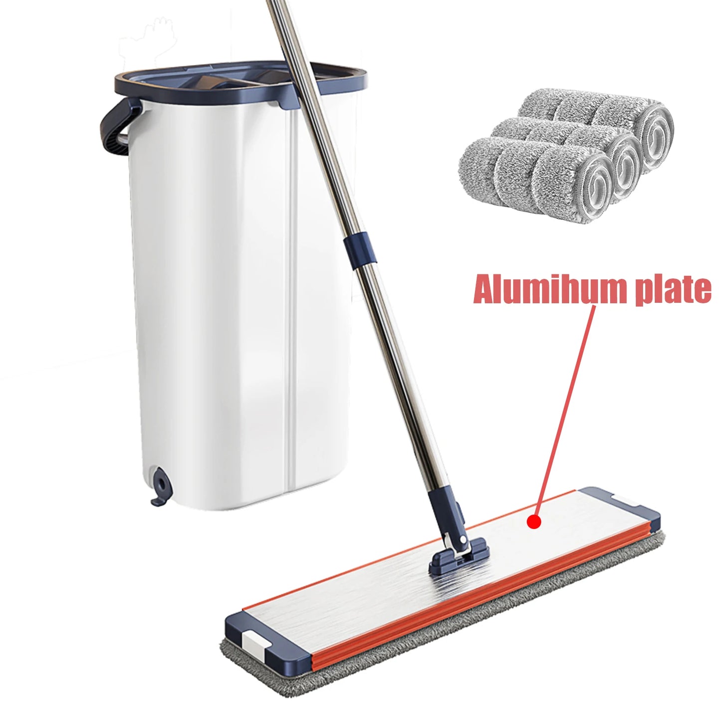 Microfiber Mop With Hands Free Bucket For Separate Clean And Dirty Water
