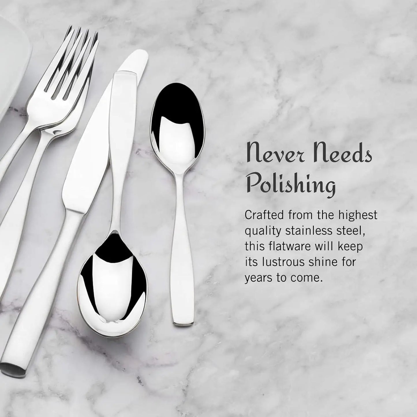 Satin Loft 65 Piece Flatware Set Stainless Steel Silverware