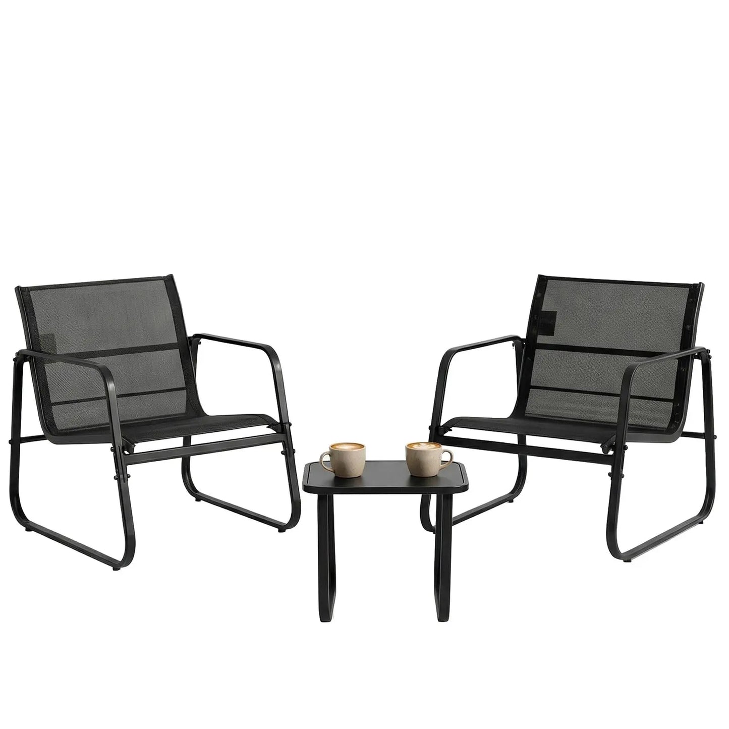 JHK Patio Furniture 3 Piece Set With Table Metal Frame