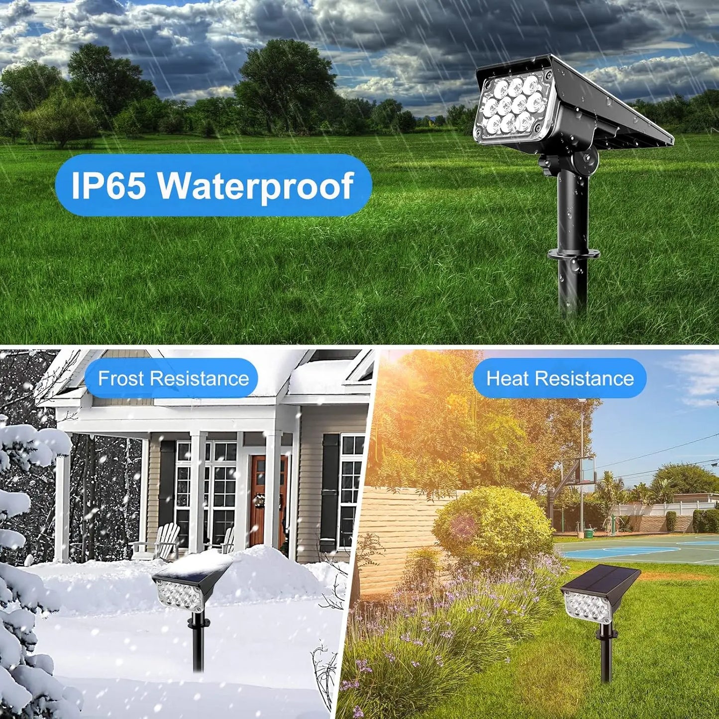 T-SUNRISE 2pc Solar RGB LED Outdoor Spotlight IP65
