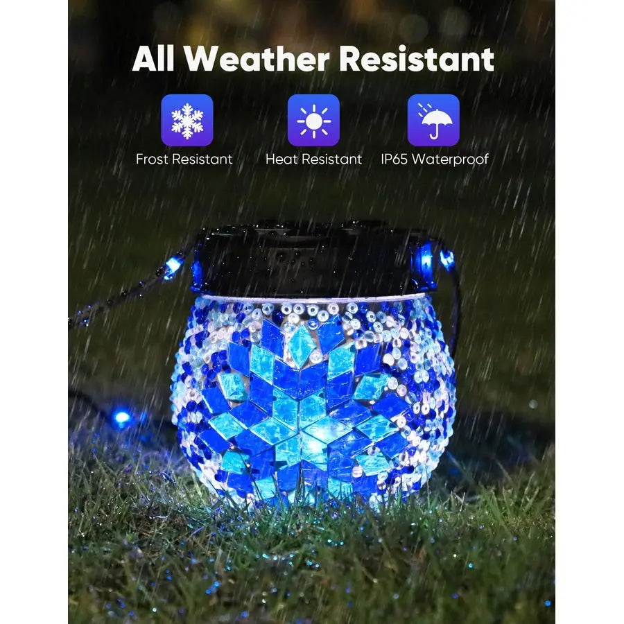 Solar Outdoor Lanterns Glass Globe 6 Pack Waterproof