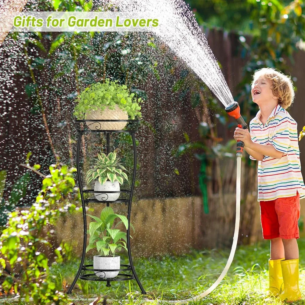 NBVCX 3 Tier Tall Metal Plant Stand Indoor Outdoor Rustproof