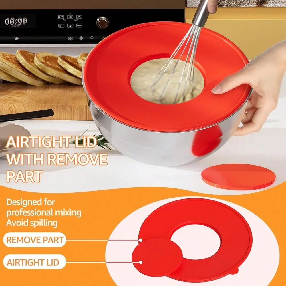 Stainless Steel Mixing Bowls With Airtight Lids And Grater Attachments