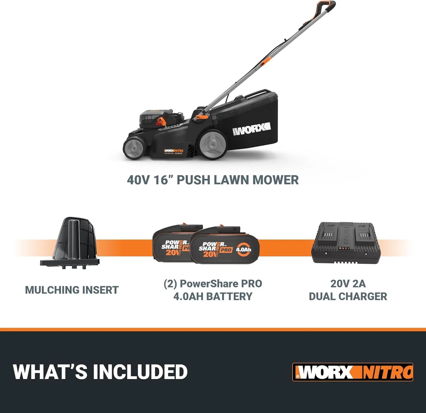 Cordless Lawn Mower 2 In 1 Electric Brushless Motor Lightweight
