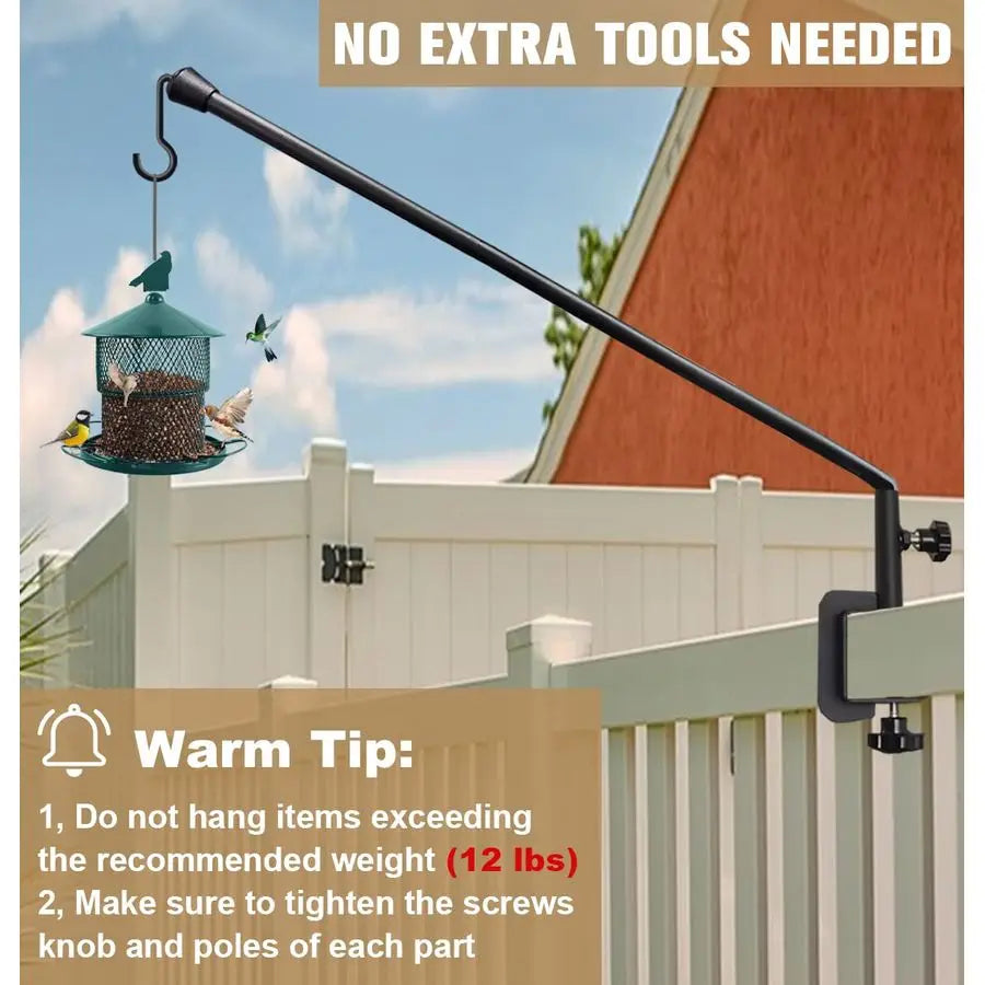 Extended Reach Deck Hook Hanger For Railing Heavy Duty Plant Holder