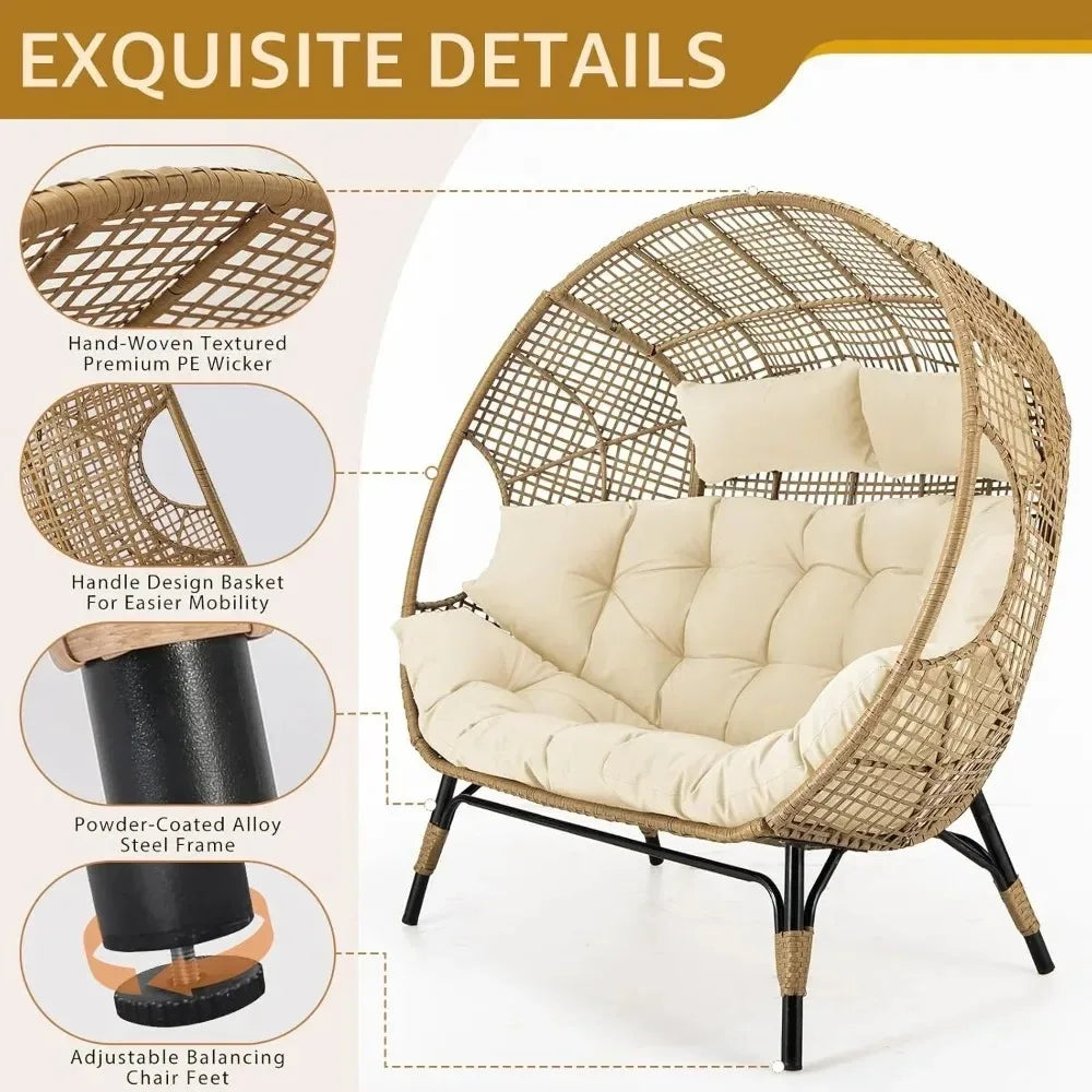 Double Egg Lounge Chair For Indoor Outdoor Patios And Decks