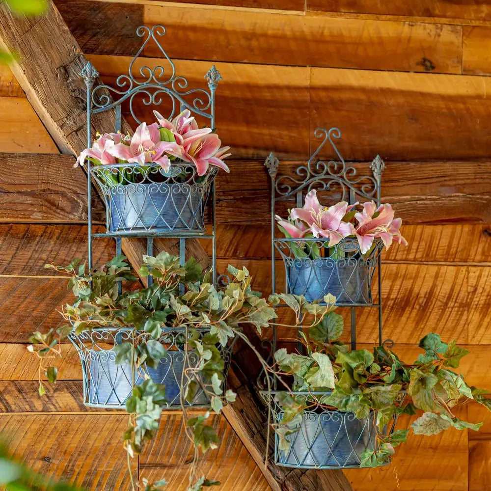 Set Of 2 Dual Wall Planters With Removable Baskets