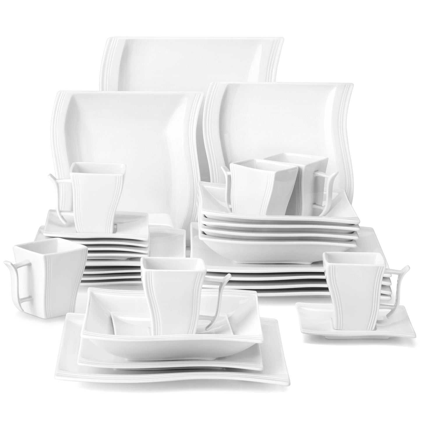 Malacasa White Porcelain Dinnerware Set For Everyday Dining