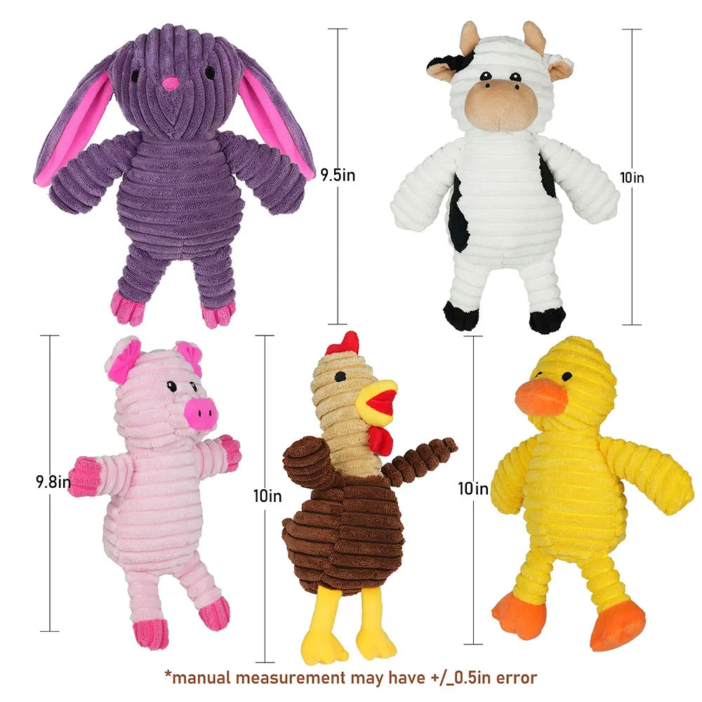 5 Pack Plush Dog Toys Squeaky Assortment For All Dogs