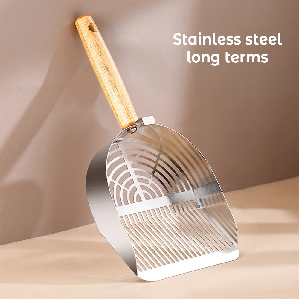 Steel Cat Litter Scoop With Long Handle For Easy Cleaning