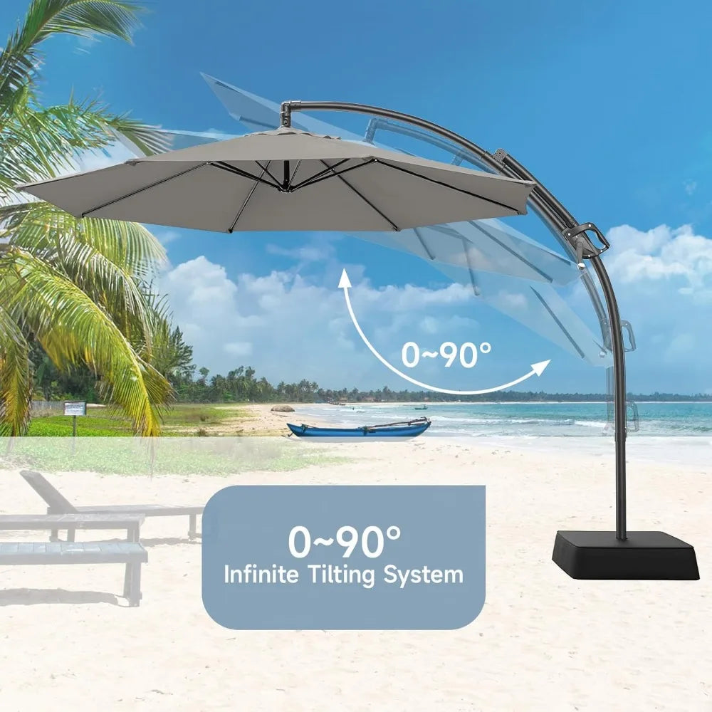 Cantilever Patio Umbrella With Sandbag Base UPF50 Protection