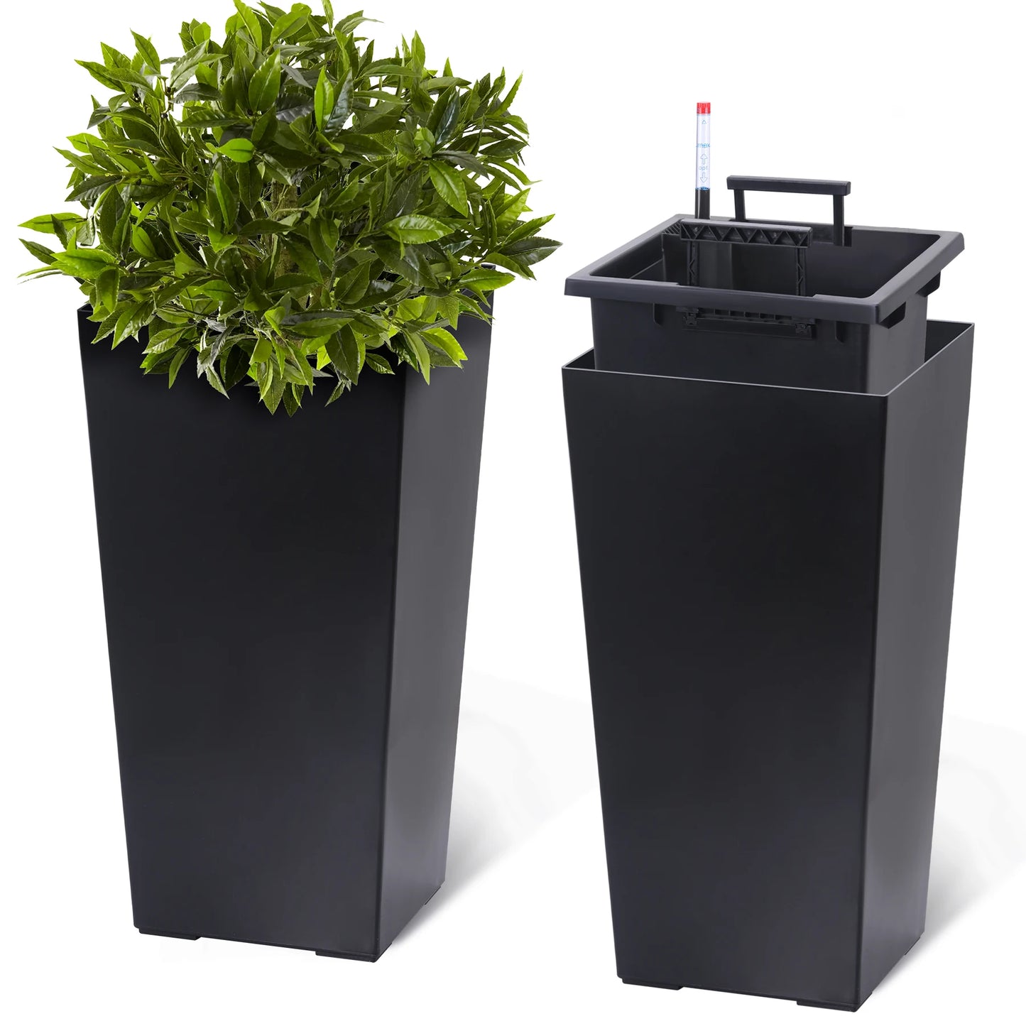 Two Pack Indoor Outdoor Planter Pots With Drainage Auto Watering