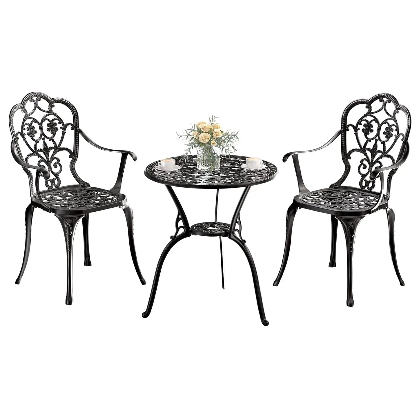 Cast Aluminum Bistro Set Outdoor Patio Table And Chairs