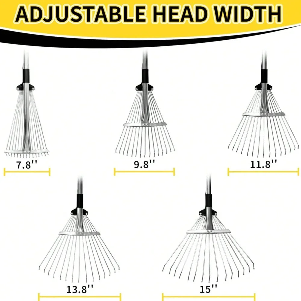Duty Adjustable Garden Rake Expandable Leaf Rake For Lawns