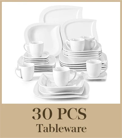 MALACASA Porcelain Dinnerware Set With Cups And Saucers