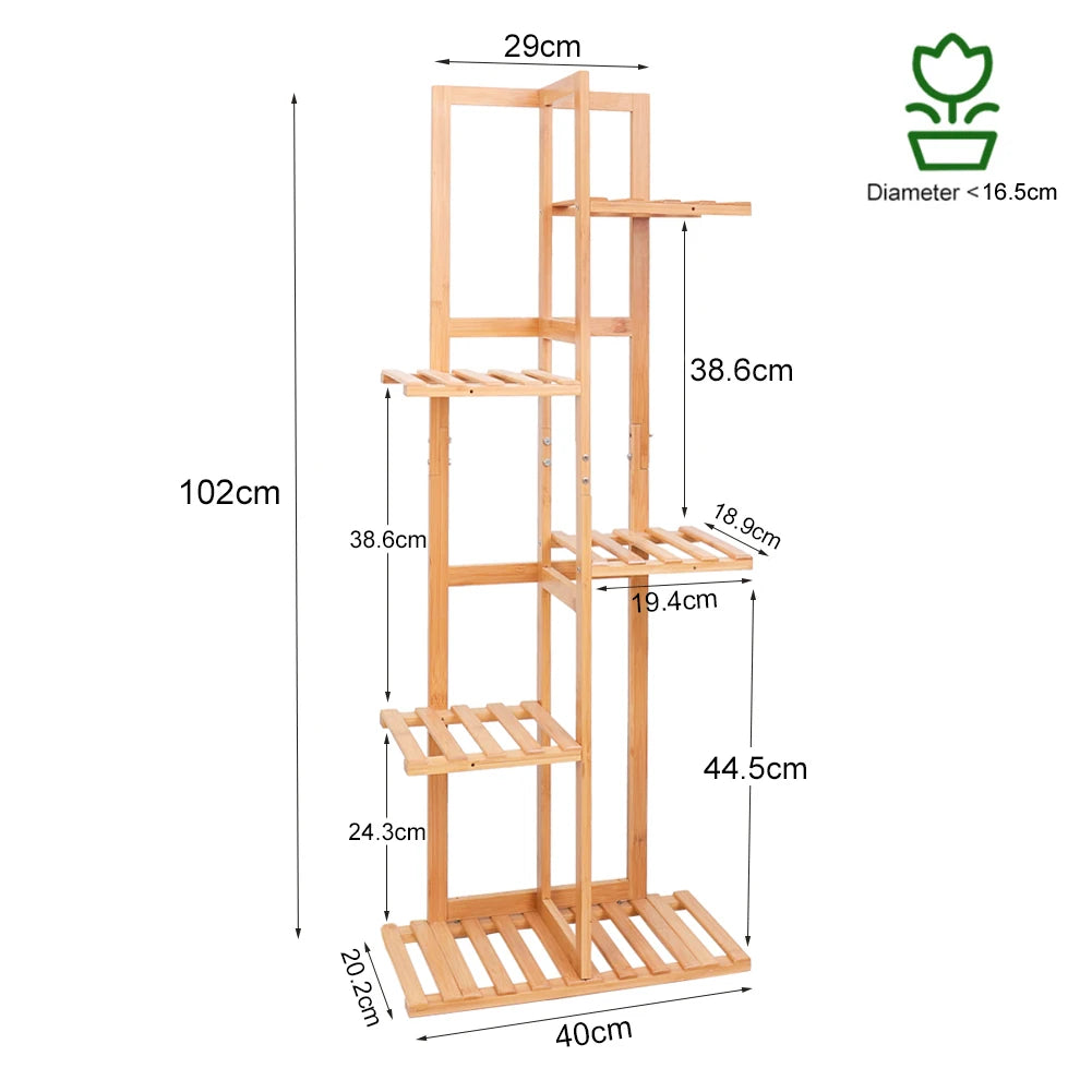 Bamboo Multi Tier Plant Stand Vertical Corner Shelf For Indoor Outdoor Use