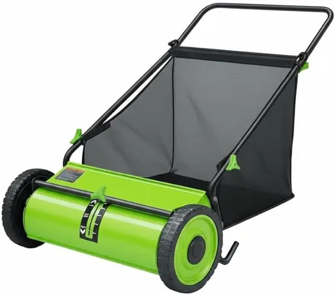 Push Lawn Sweeper With 7 Cu Ft Collection Bag And Durable Steel Frame