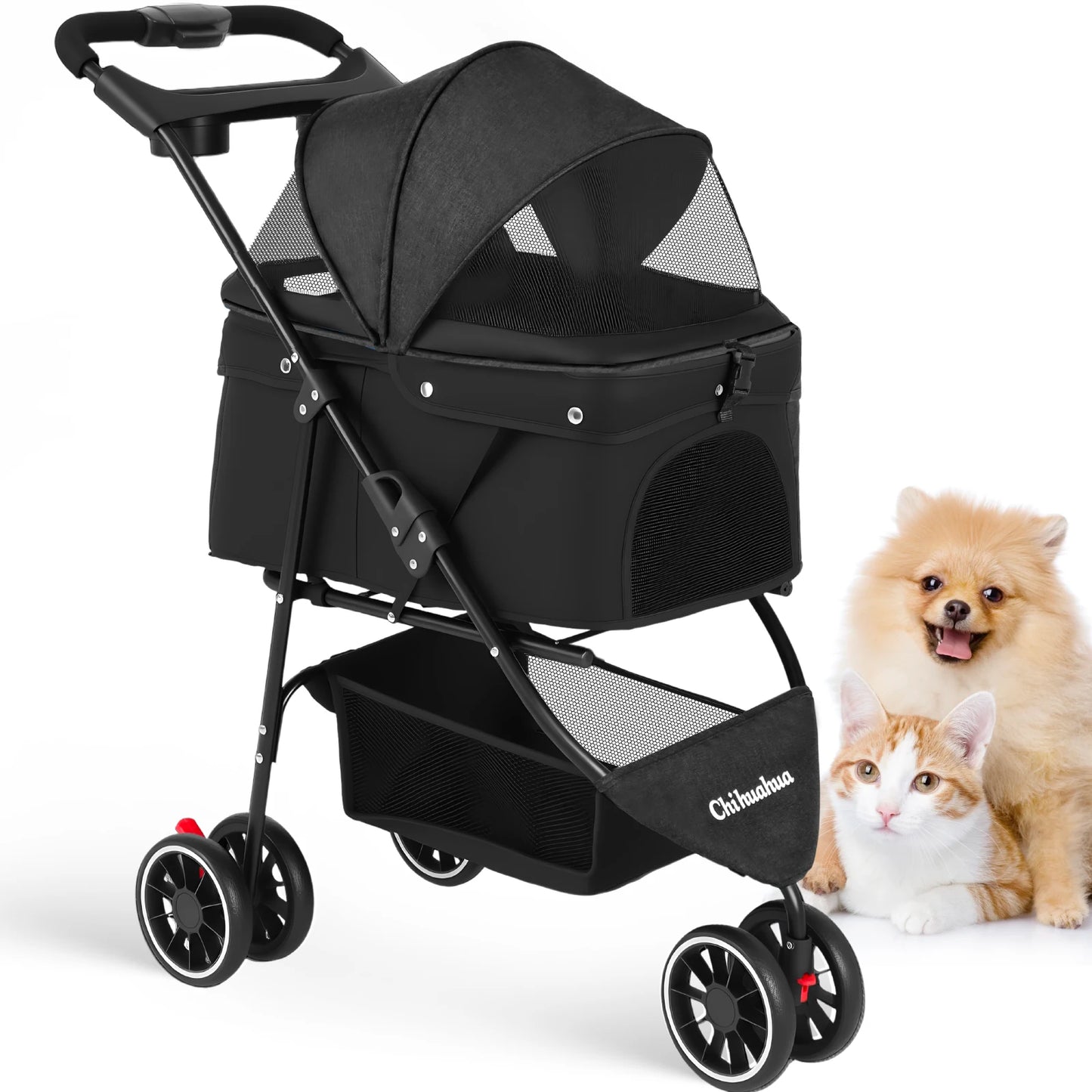 Chihuahua Pet Stroller for Small Dogs and Cats Foldable Carrier