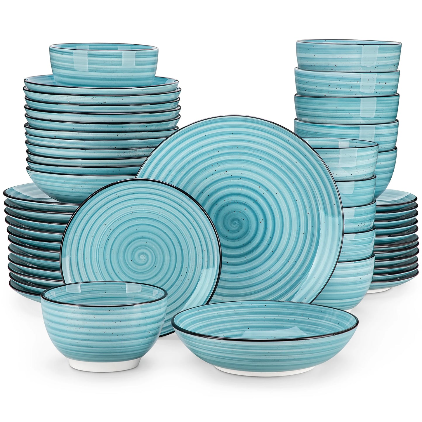 Malacasa 24/48 Piece Ceramic Dinnerware Set Handpainted Spiral