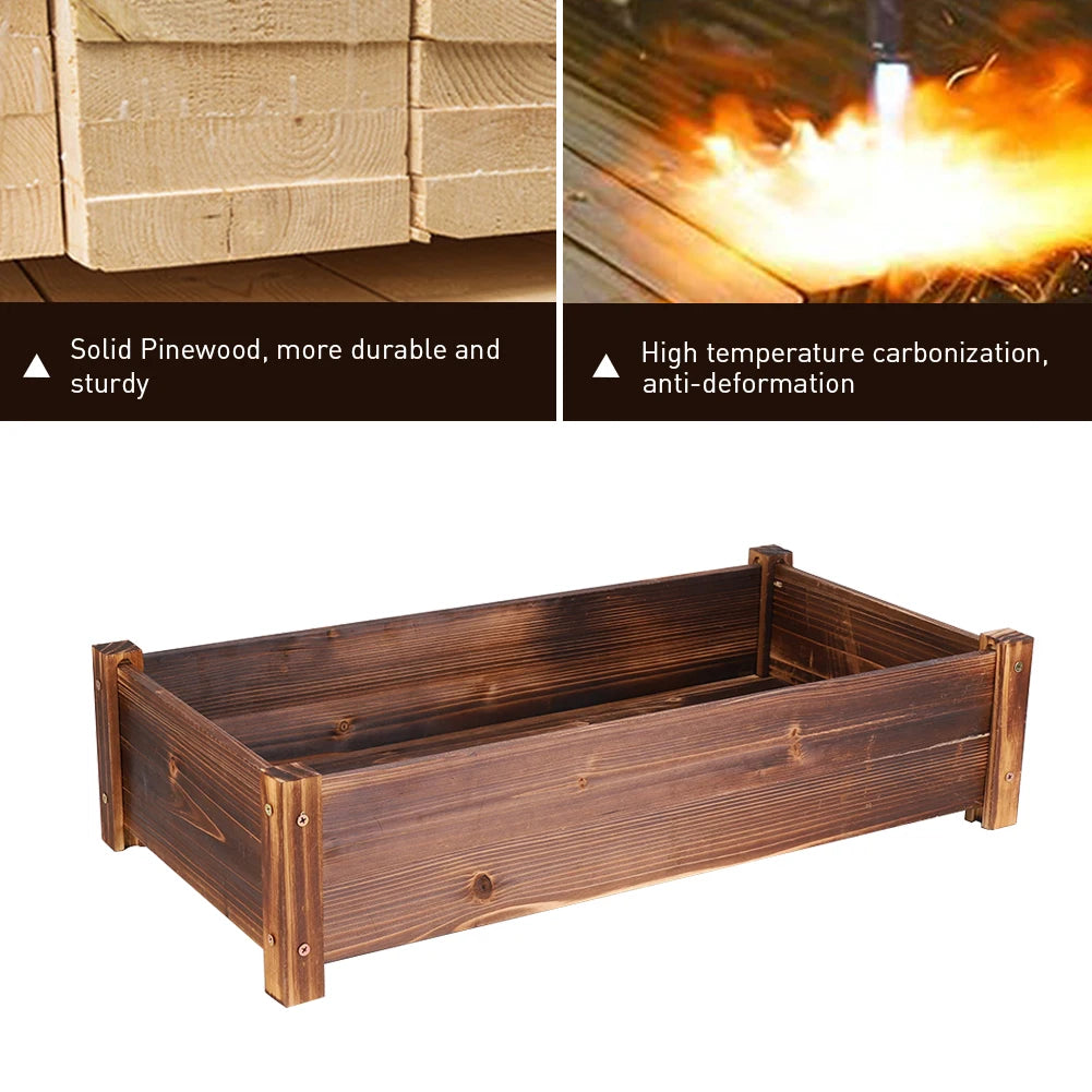 Pine Wood Garden Planter Box For Indoor Outdoor Use