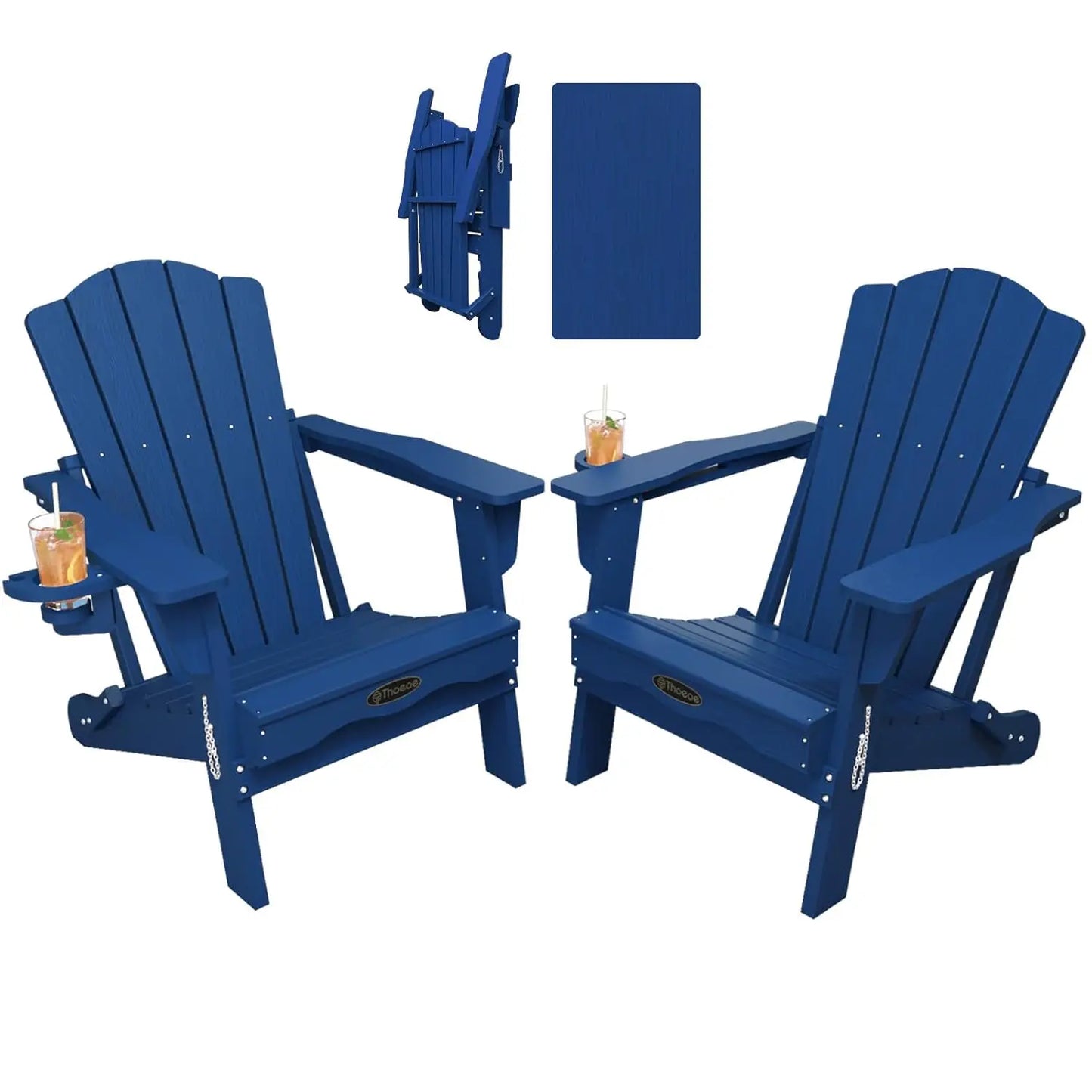 MOYU Folding Adirondack Chairs Outdoor All-Weather HDPE With Cup Holder