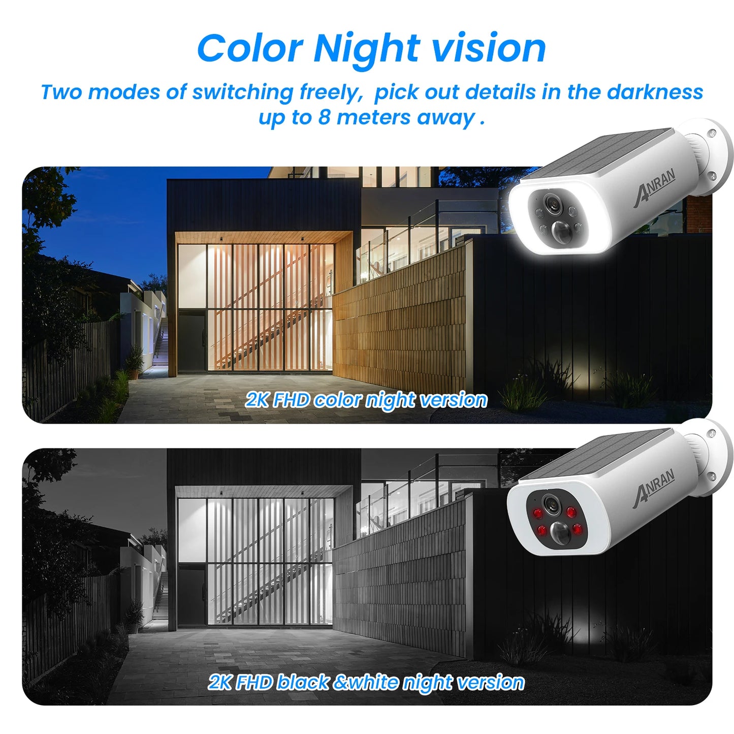 ANRAN 2K Solar Security Camera Set Home Surveillance 4 Cameras