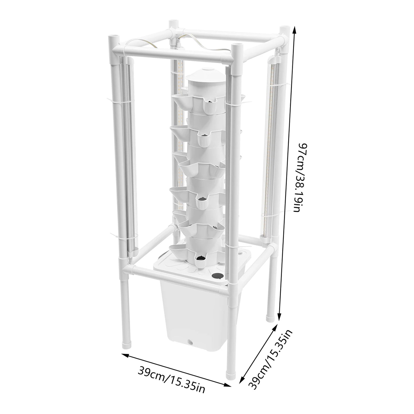6-Tier Hydroponics Vertical Growing Kit With 30 Planting Holes And LED Lighting