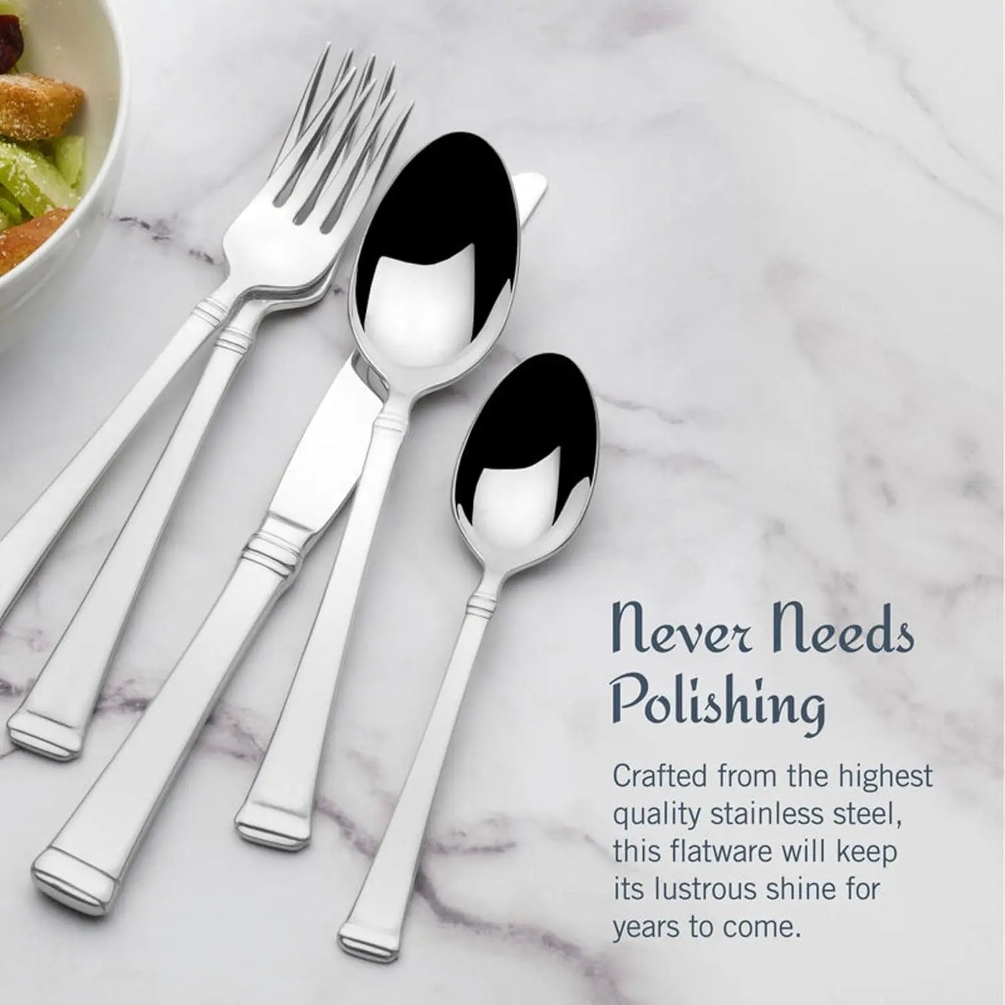 Stainless Steel Flatware Set With Flared Handles Dishwasher Safe