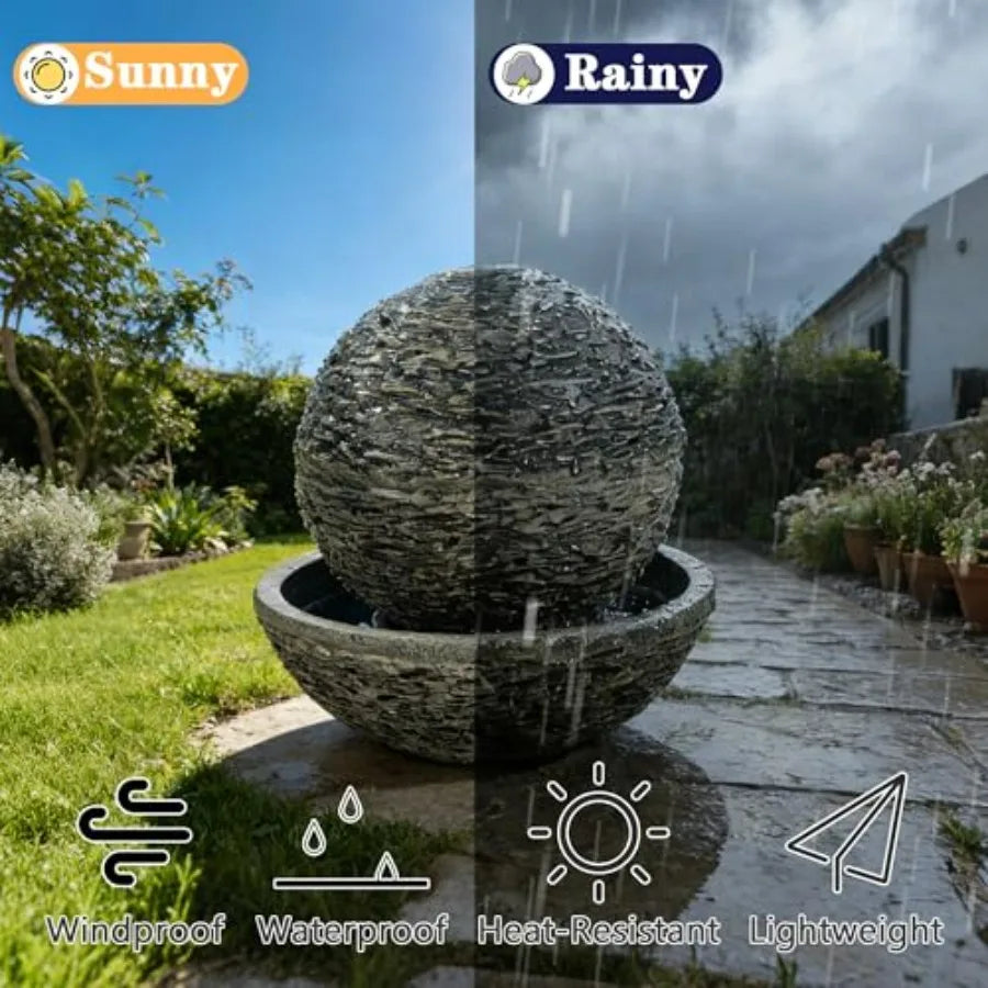 Outdoor Resin Stone Sphere Water Fountain With Pump For Patio