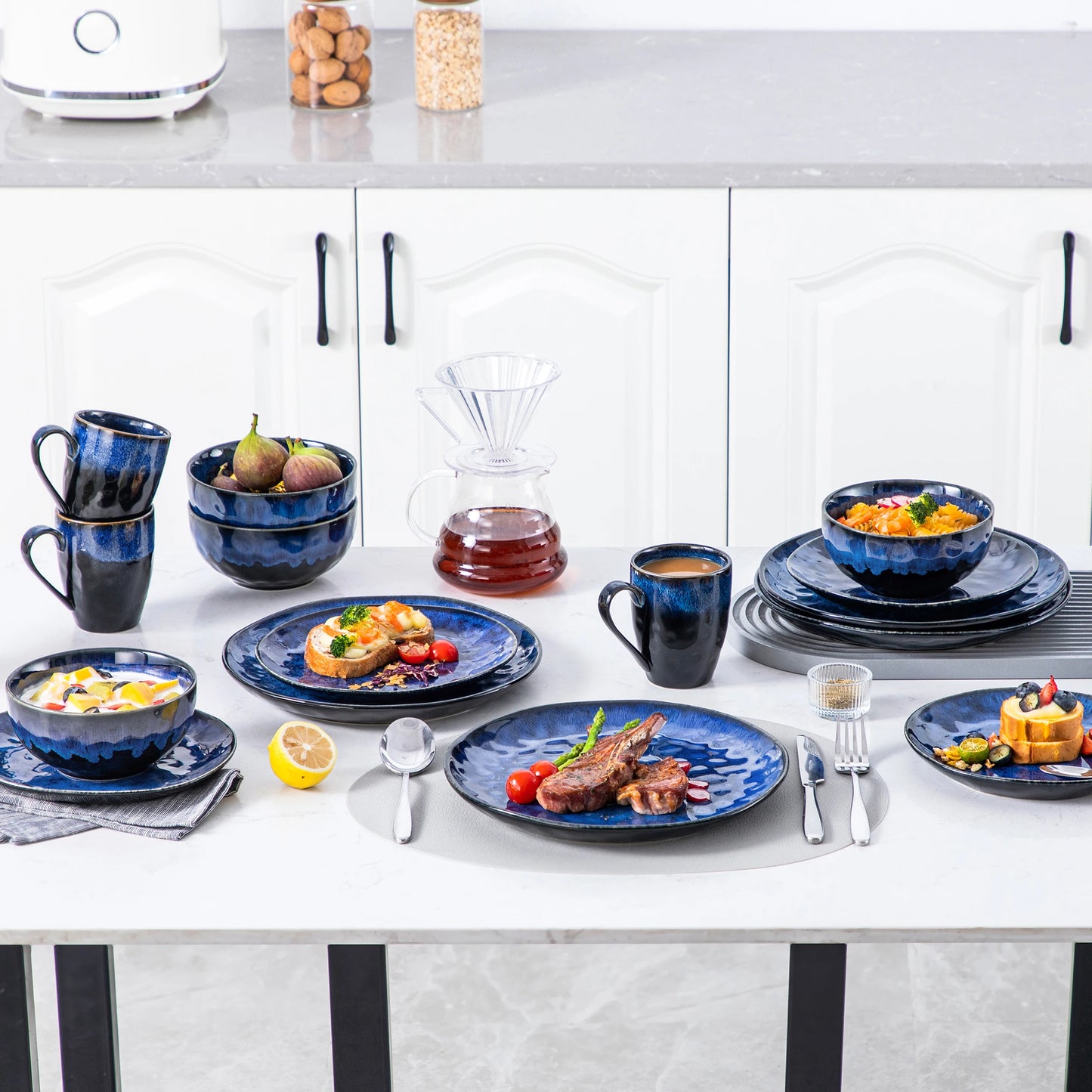 MALACASA Starry Dinnerware Set For 4, Eco Friendly Microwave Safe