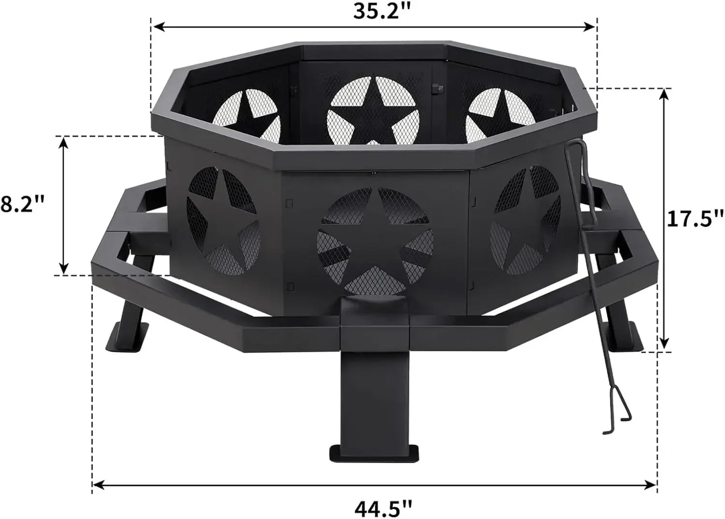 Octagonal Wood Burning Fire Pit With Heavy Duty Construction