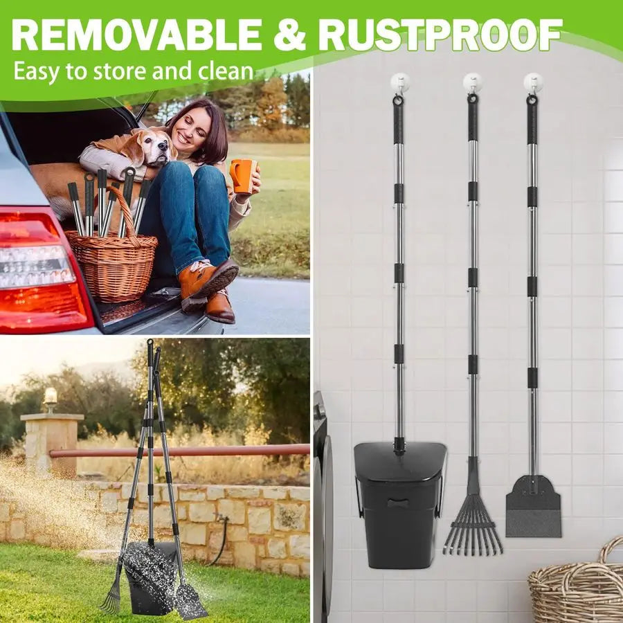 Dog Pooper Scooper Kit With Waste Bags for Yard Cleanup