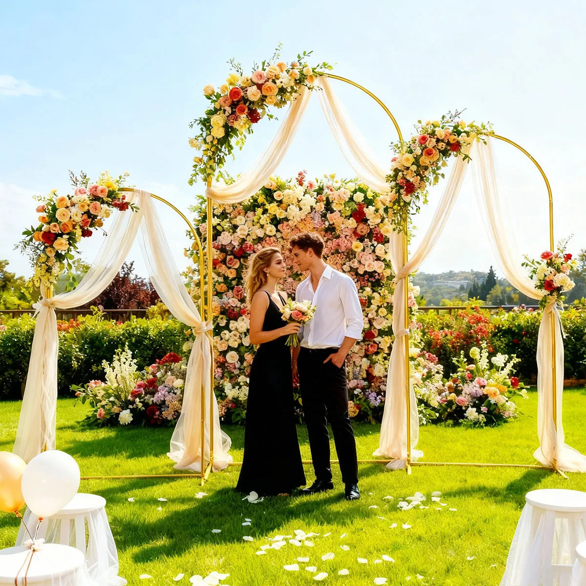 Metal Arch Kits Adjustable Portable Backdrop Stand for Parties