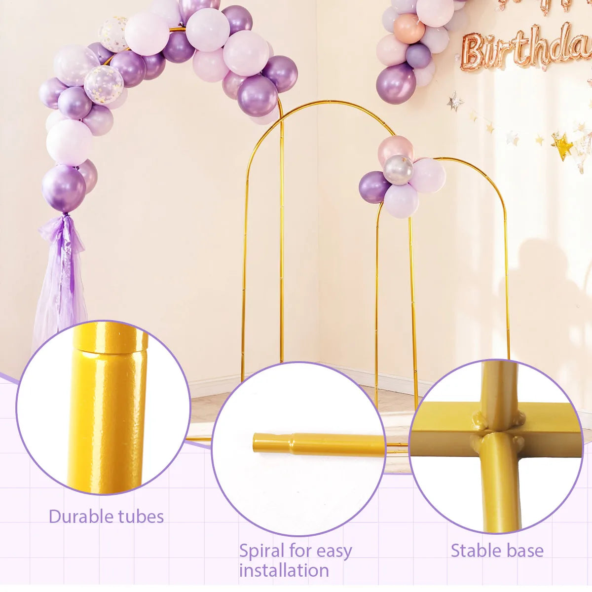 Metal Arch Kits Adjustable Portable Backdrop Stand for Parties