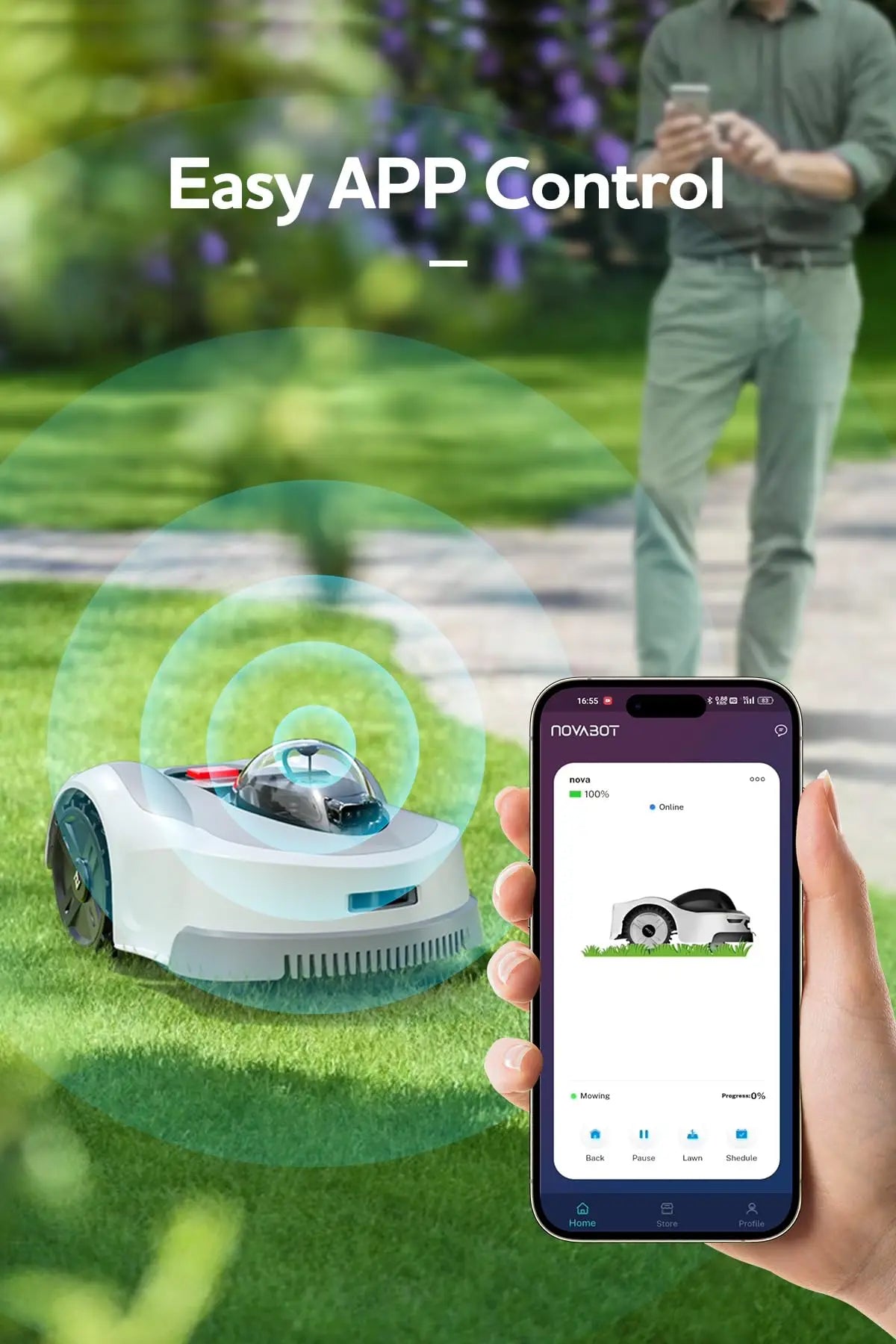 Novabot N1000 Robot Lawn Mower With RTK Vision AI Assisted Mapping App Control