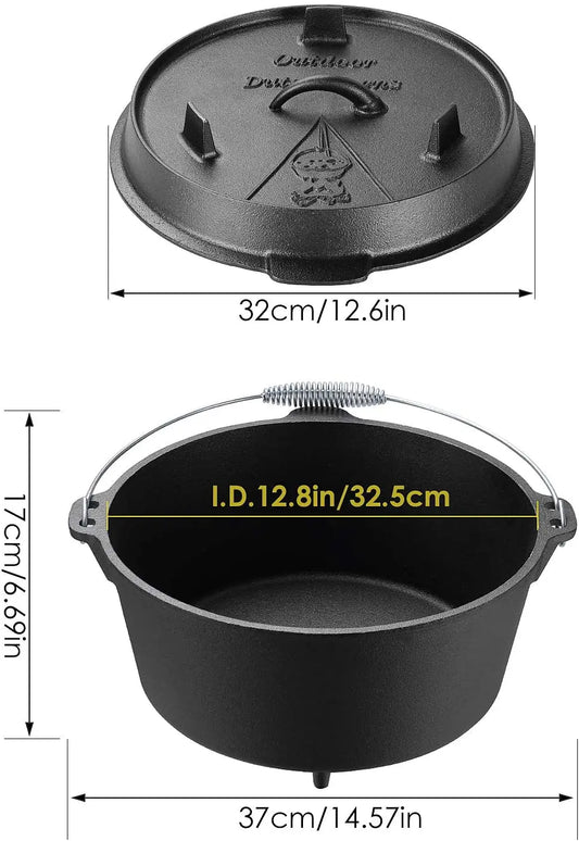 Cast Iron Dutch Oven Camping Pot Outdoor Multi-Function Cookware