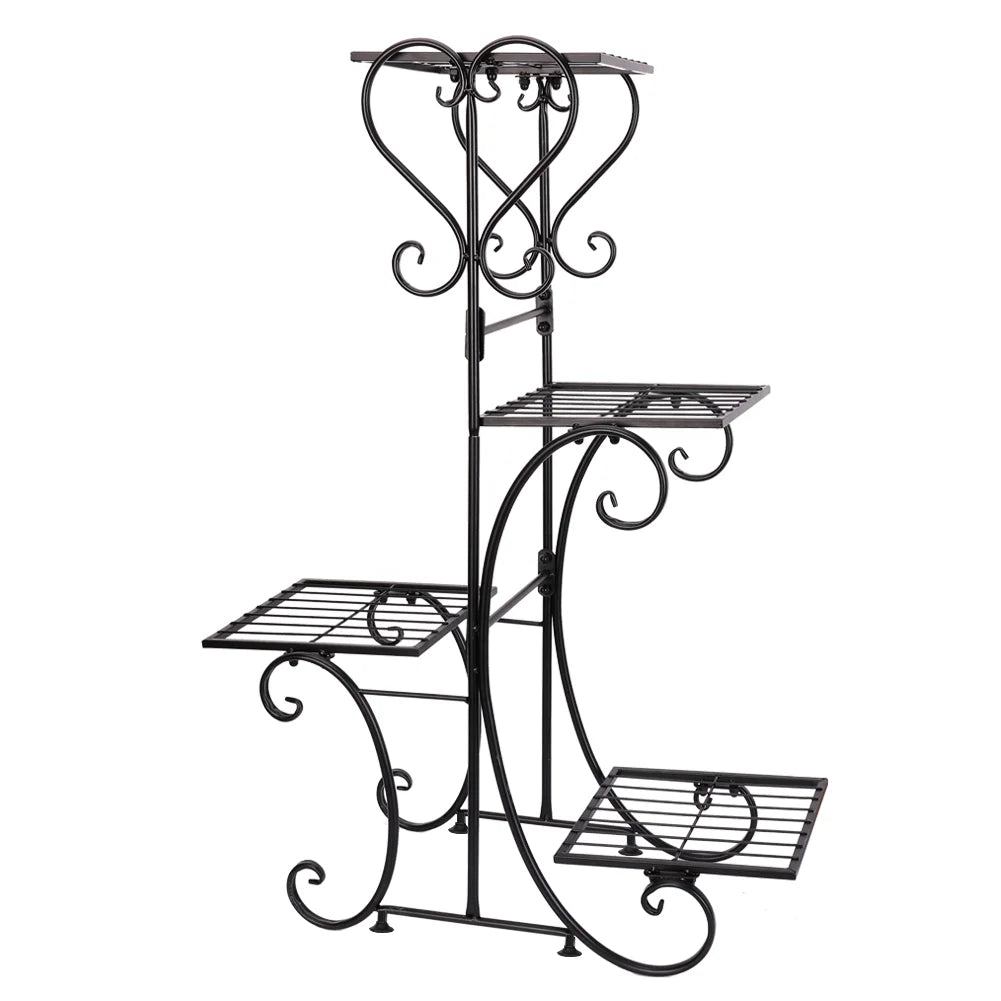 BINGOPAW Metal Plant Shelf 4 Tier Indoor Garden Stand
