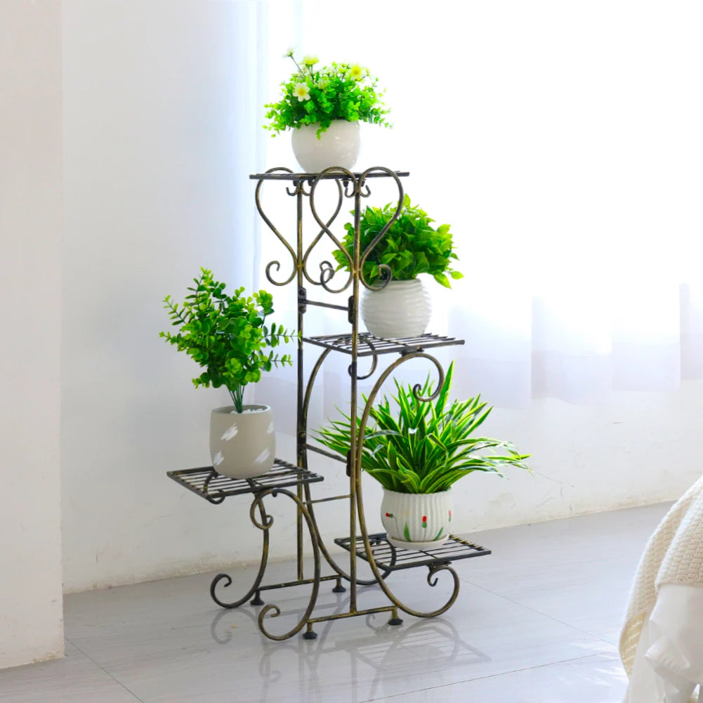BINGOPAW Metal Plant Shelf 4 Tier Indoor Garden Stand