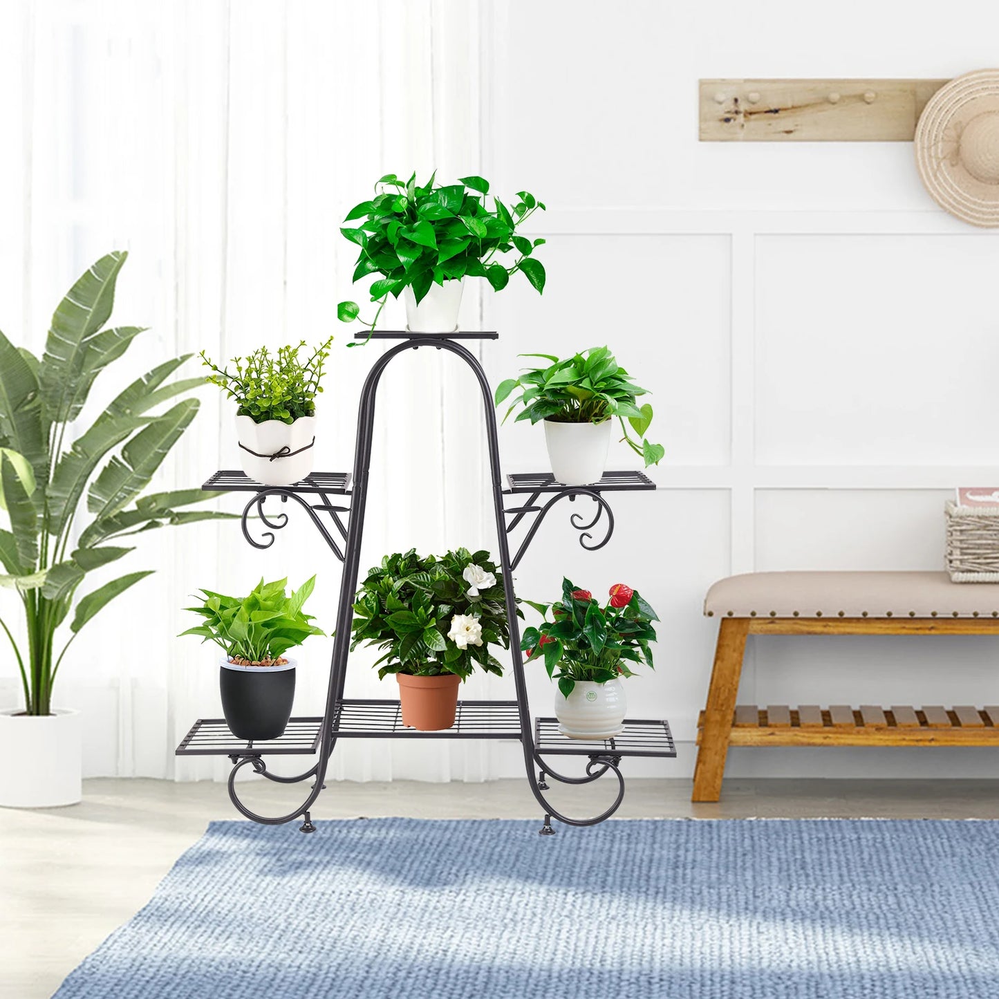 BINGOPAW Six Tier Indoor Outdoor Metal Plant Stand Rack
