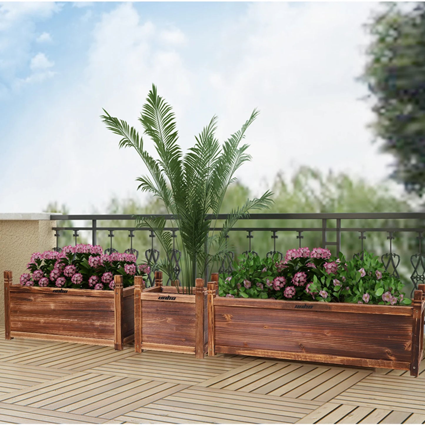 Wooden Window Mounted Planter Box for Garden and Vegetable Plants