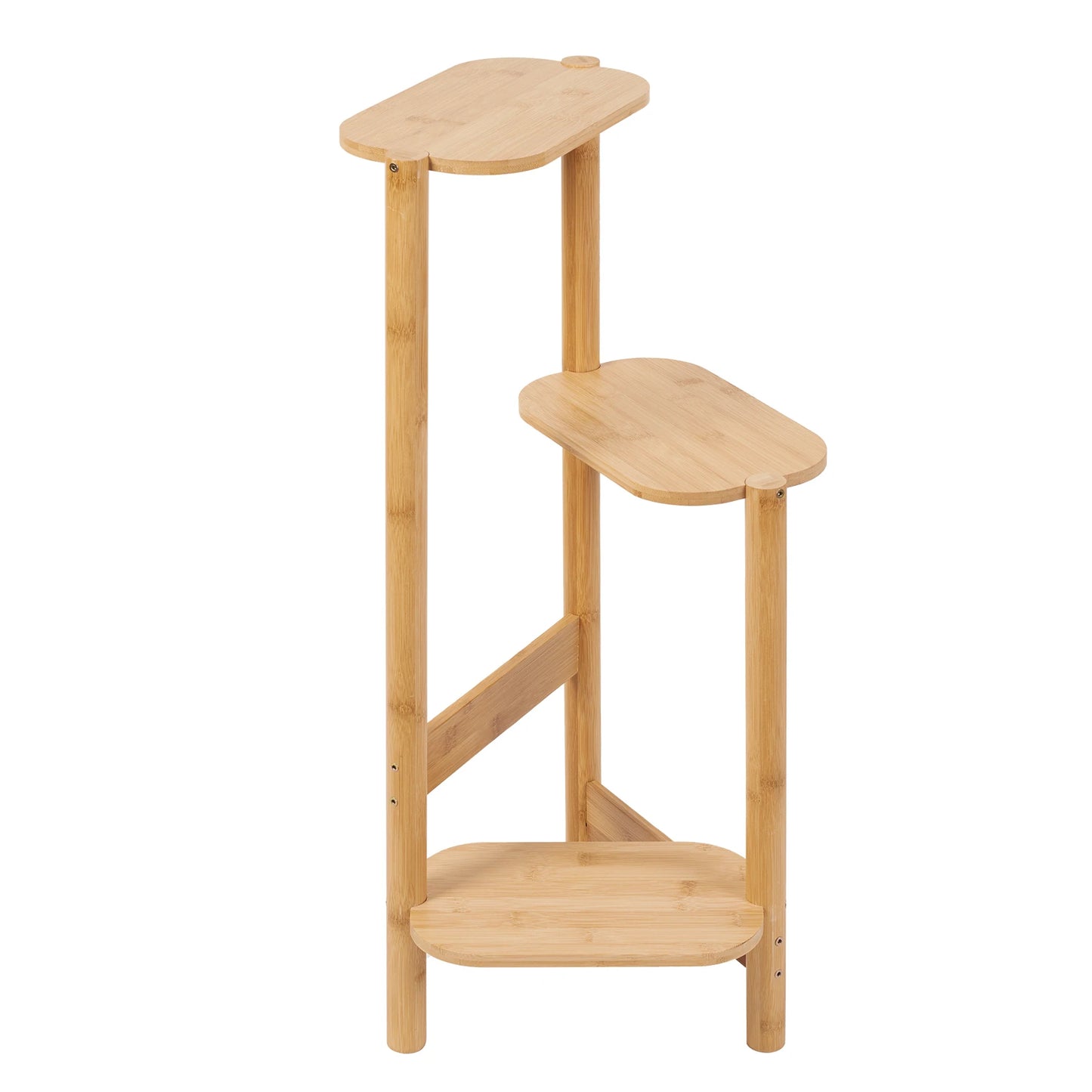 Three-Tier Bamboo Plant Stand For Indoor Corner Display And Balcony