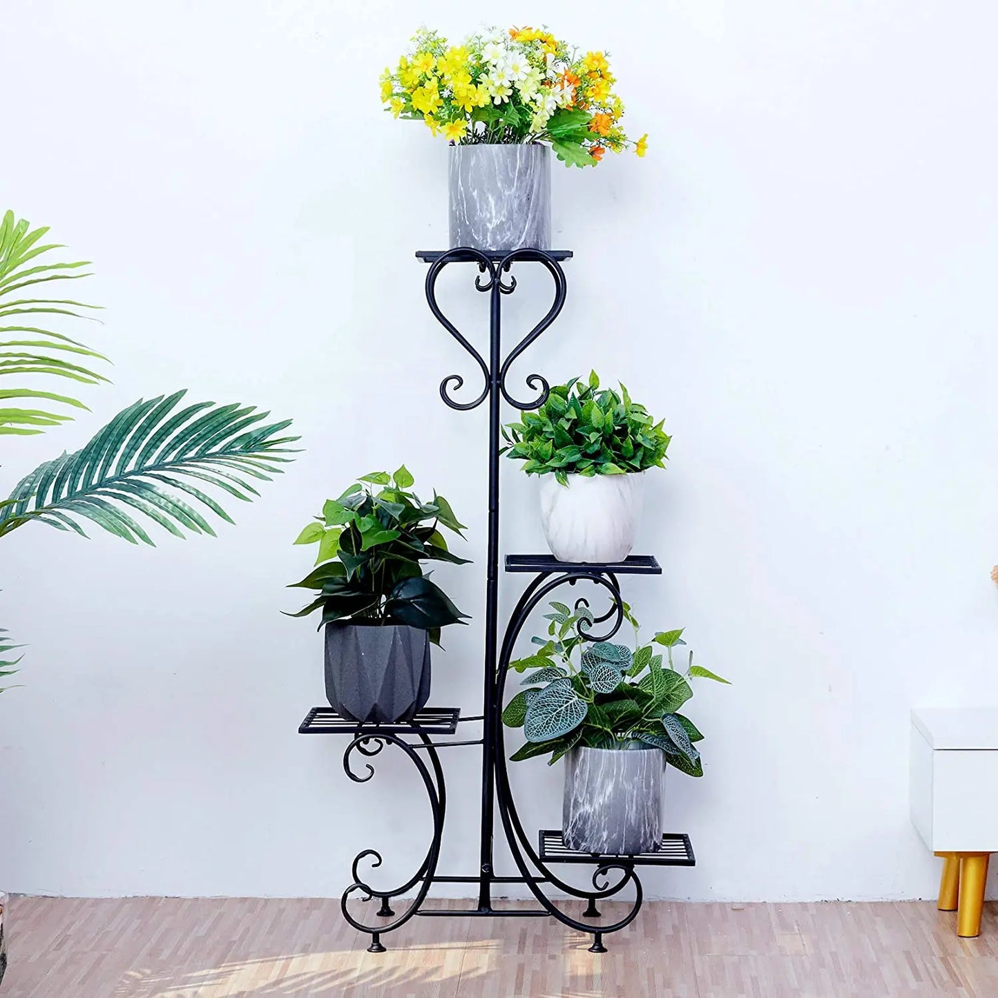 BINGOPAW Metal Plant Shelf 4 Tier Indoor Garden Stand