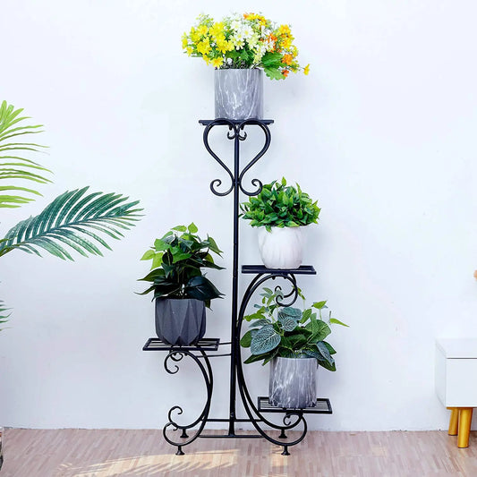 BINGOPAW Metal Plant Shelf 4 Tier Indoor Garden Stand