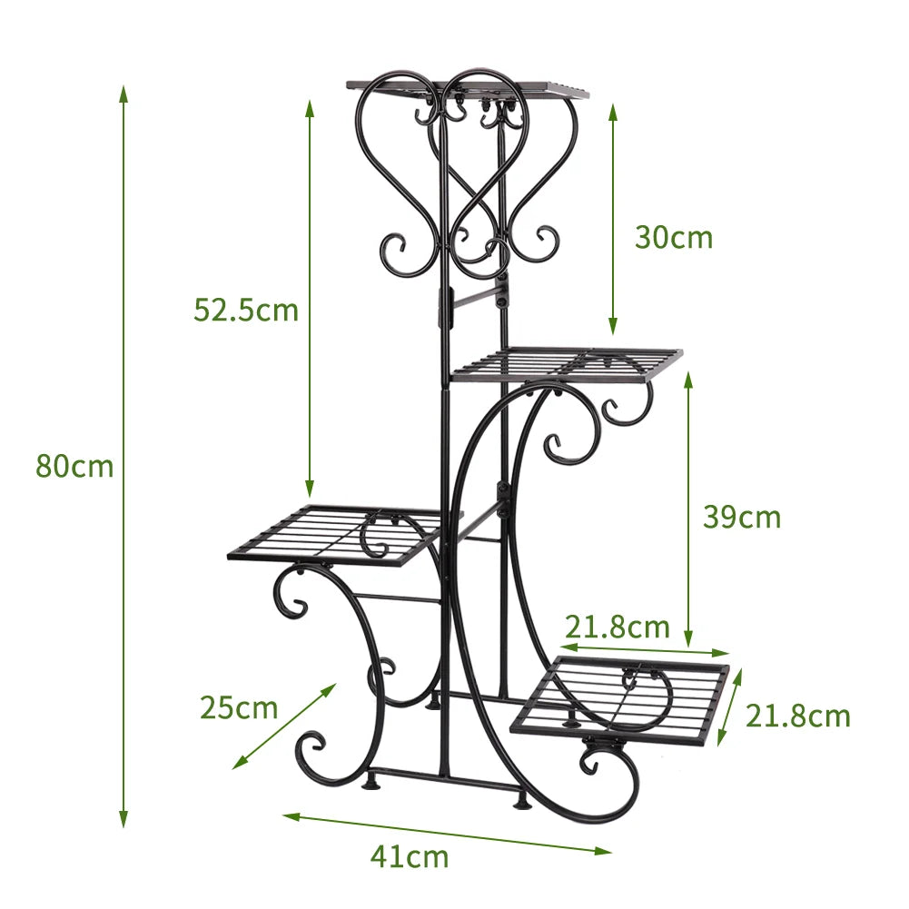 BINGOPAW Metal Plant Shelf 4 Tier Indoor Garden Stand