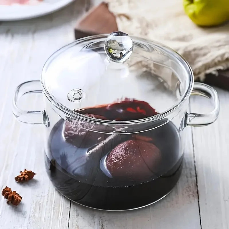 Glass Pot With Lid Clear Soup Pot Open Cookware Kitchen